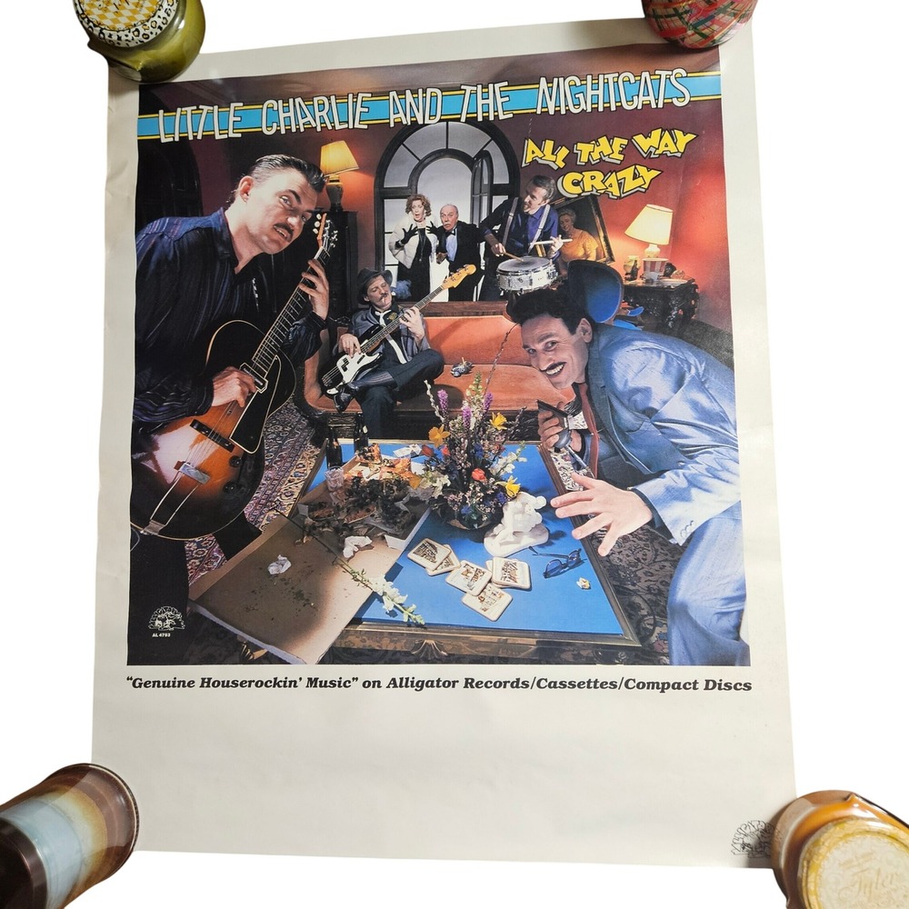 Little Charlie & The Nightcats All The Way Crazy Vintage 1987 Promo Poster 23x28